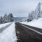 Closeup shot of a road in the Black Forest Mountains, Germany in winter